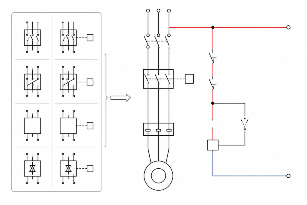 Starters Meters Symbols DWG Blocks for AutoCAD Drawings engineering illustration