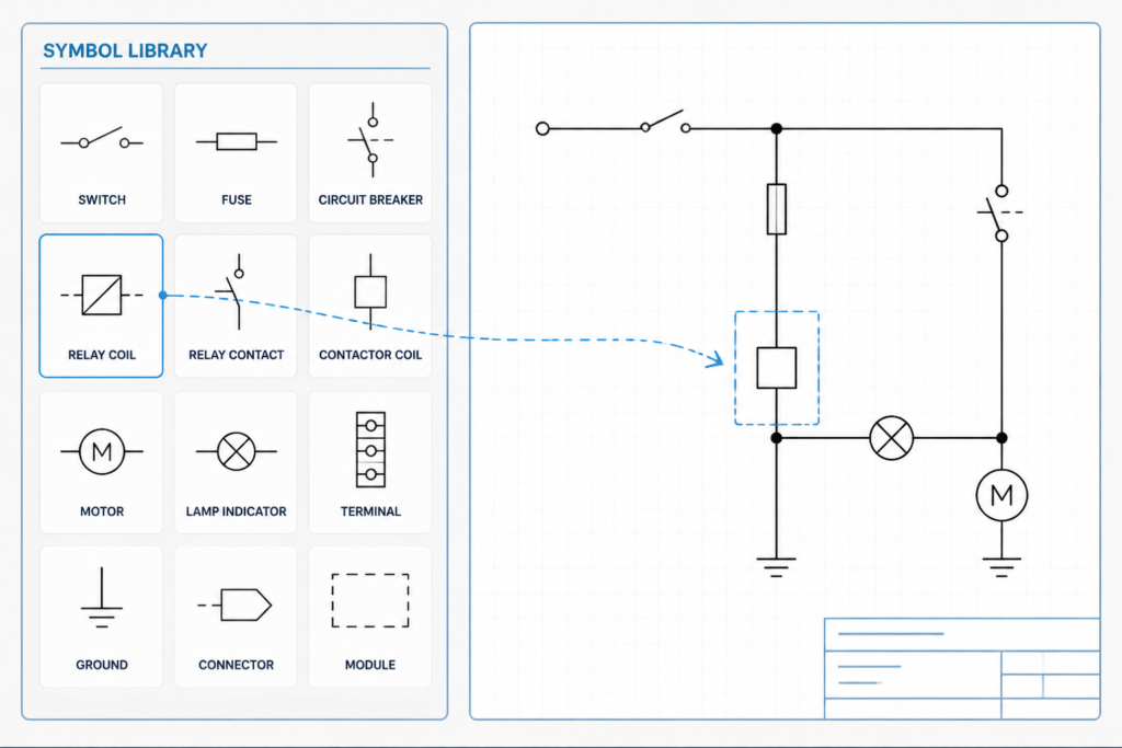 Switches Contacts Symbols DWG: AutoCAD CAD Blocks for Download engineering illustration