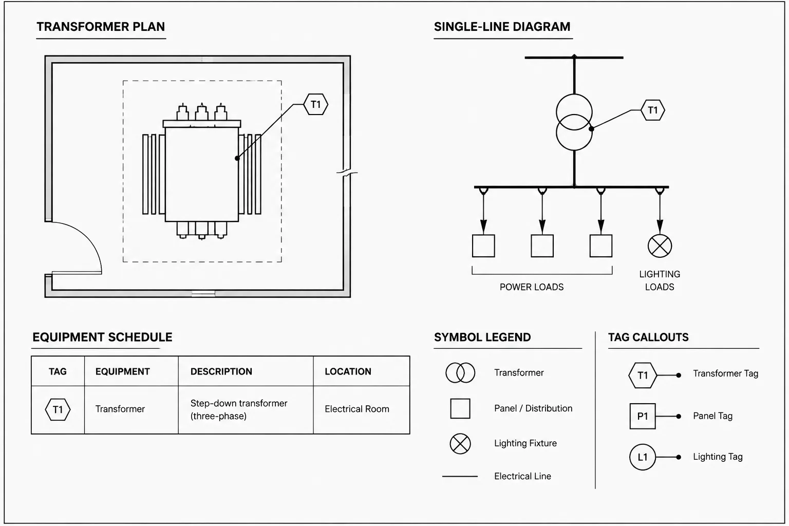 Transformer Documentation in CAD: Coordinating Plans, One-Lines, Schedules, and Details