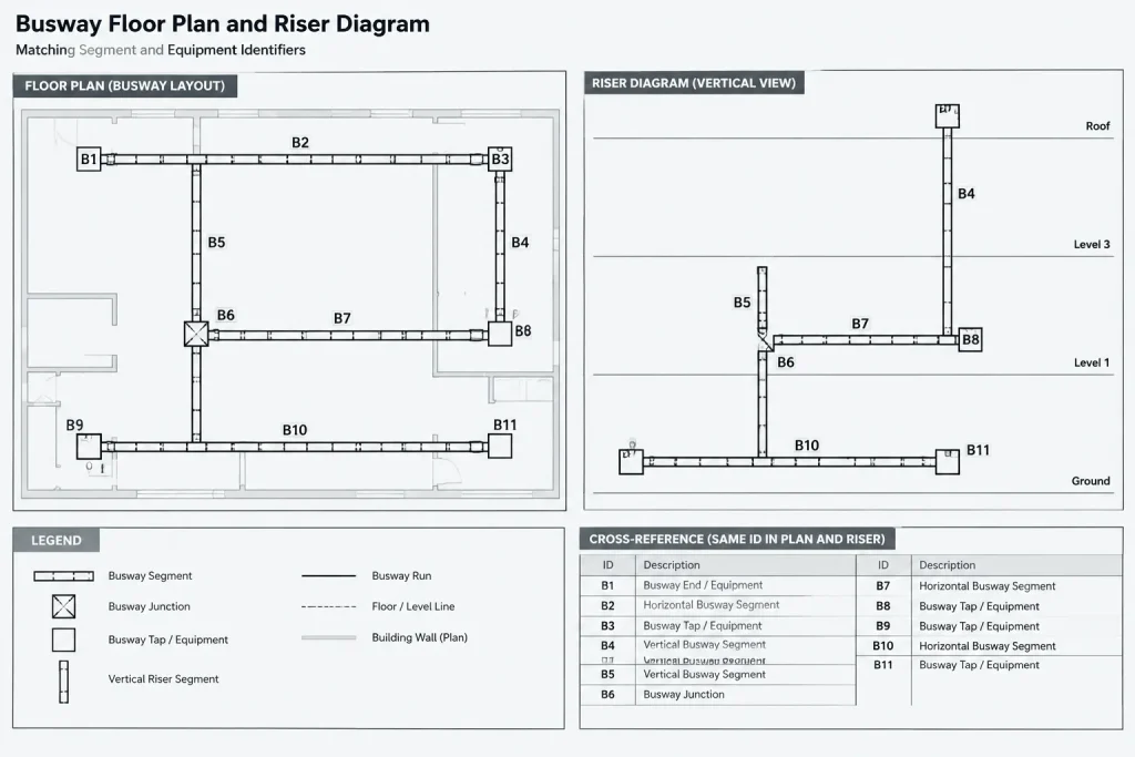Busway Drawings in CAD: Coordinating Routes, Risers, Tap-Off Units, and Equipment electrical CAD illustration