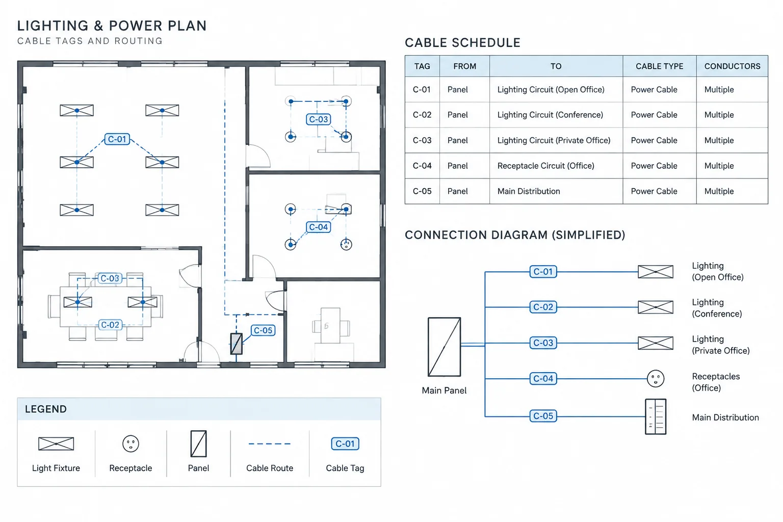 Electrical Cable Schedules in CAD: Coordinating Cable IDs, Routes, and Terminations
