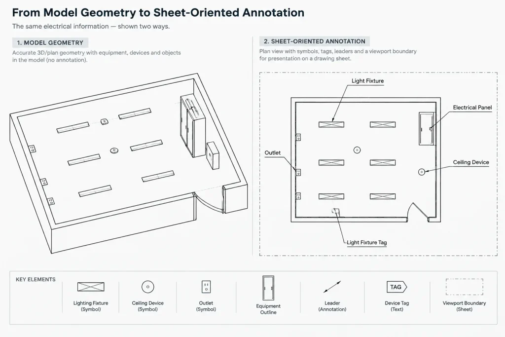 Electrical CAD Annotation Scaling: Keeping Text, Tags, and Symbols Readable electrical CAD illustration