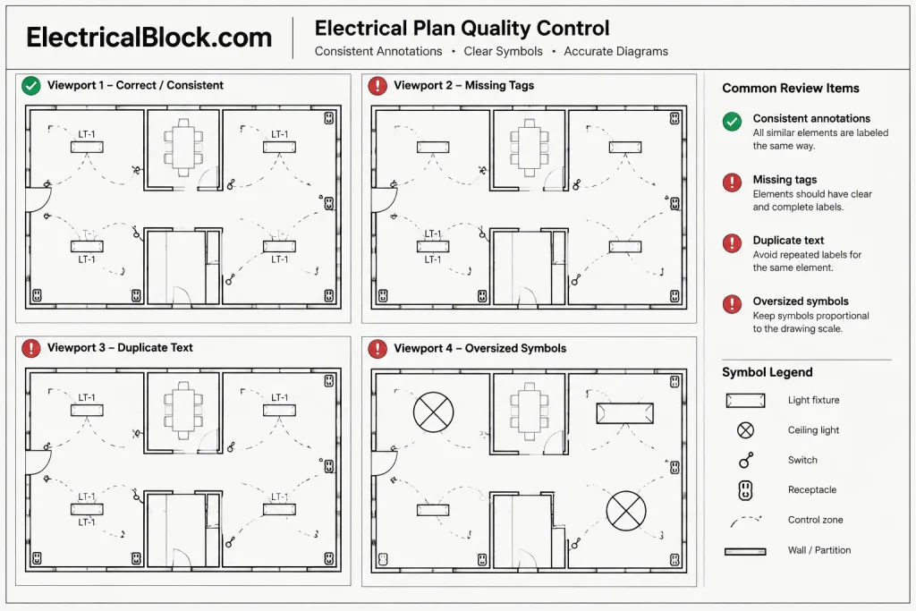 Electrical CAD Annotation Scaling: Keeping Text, Tags, and Symbols Readable electrical CAD illustration