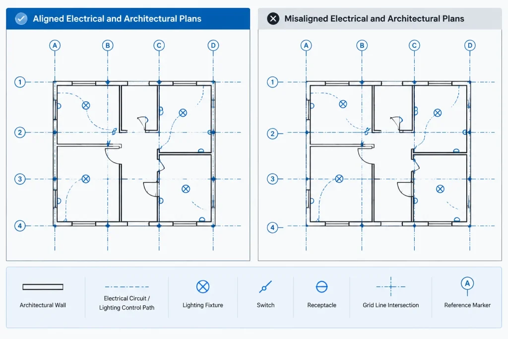 Electrical CAD Coordinates and Project Origins: Keeping Plans Aligned electrical CAD illustration