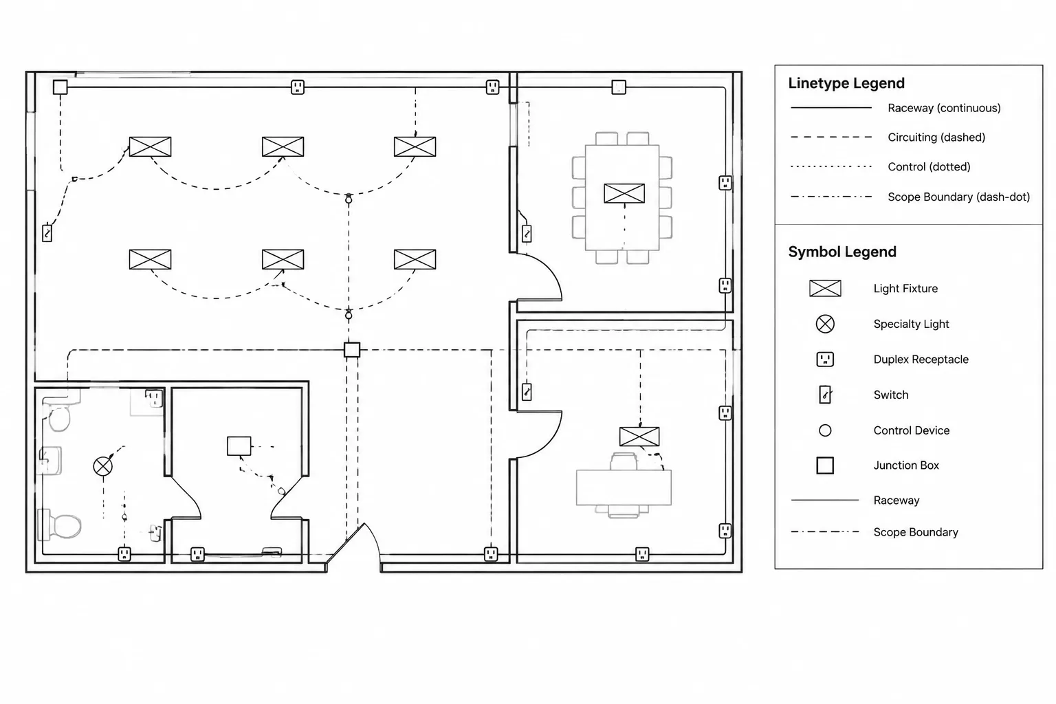 Electrical CAD Linetypes: Distinguishing Circuits, Raceways, Boundaries, and Existing Work