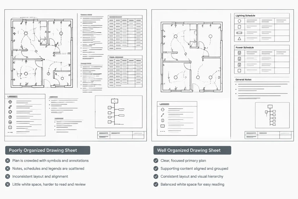 Electrical CAD Sheet Layout: Organizing Plans, Legends, Notes, and Schedules electrical CAD illustration