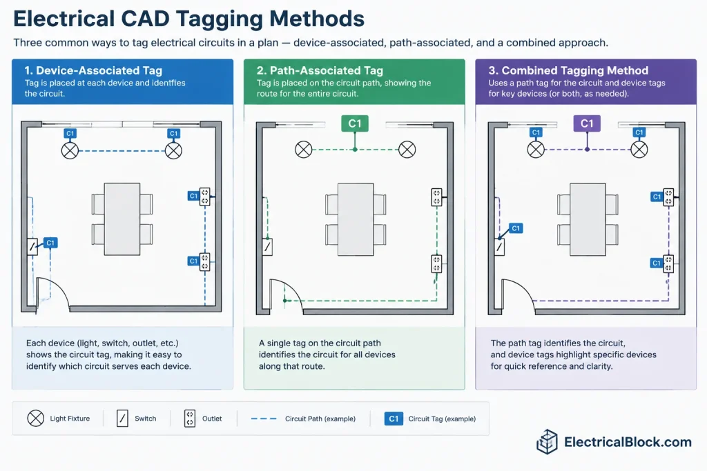 Electrical Circuit Tags in CAD: Coordinating Plans, Panel Schedules, and Diagrams electrical CAD illustration