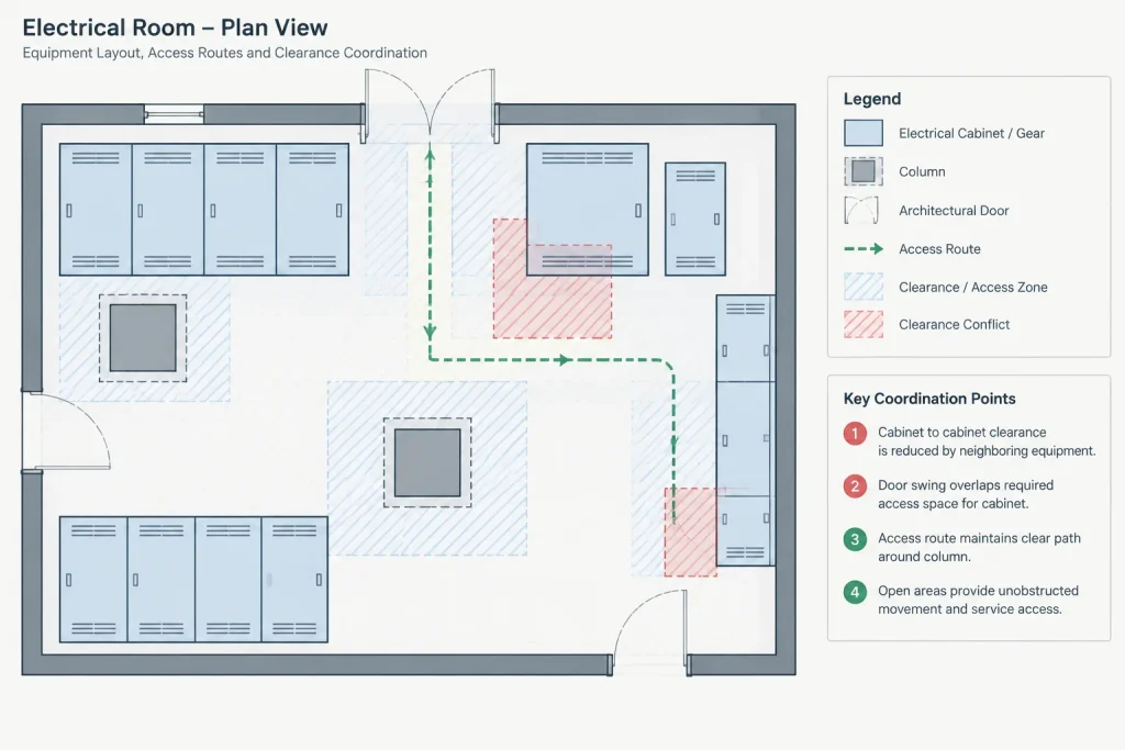 Electrical Clearance and Access Zones in CAD: A Verification-First Drafting Workflow electrical CAD illustration