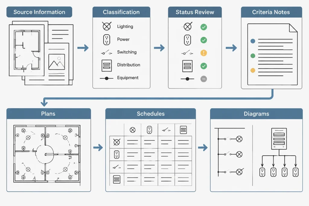 Electrical Design Criteria Sheets in CAD: Organizing Assumptions, References, and Drawing Rules electrical CAD illustration