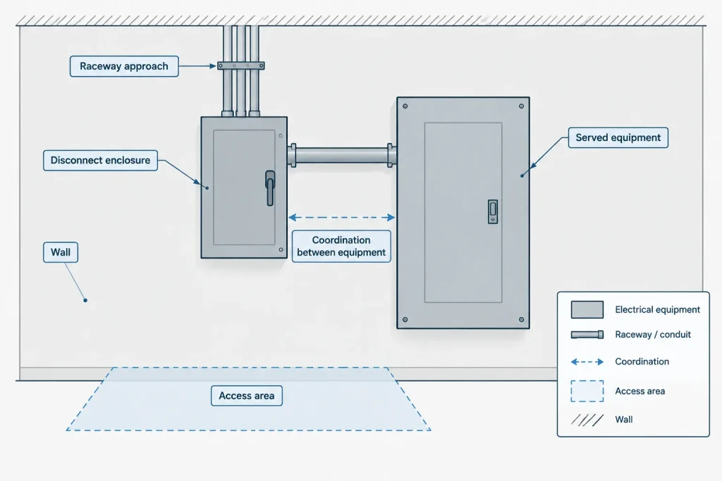 Electrical Disconnect Switches in CAD: Coordinating Plans, One-Lines, and Equipment Tags electrical CAD illustration