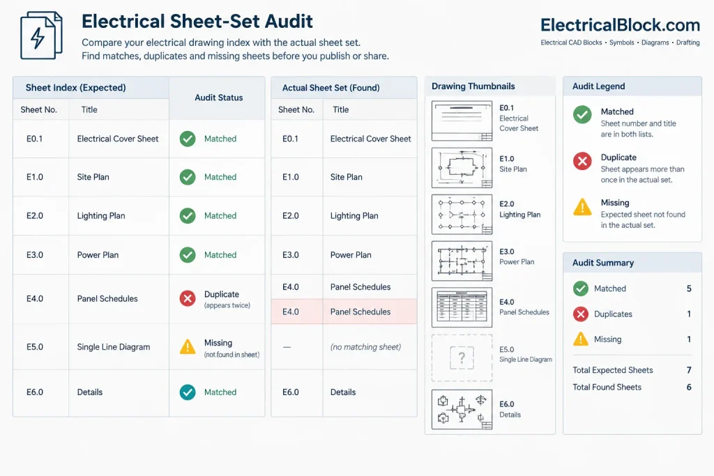 Electrical Drawing Indexes in CAD: Sheet Numbering, Titles, and Issue Coordination electrical CAD illustration