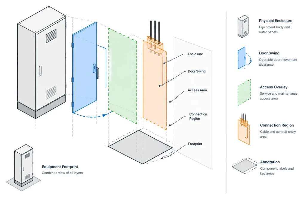 Electrical Equipment Footprints in CAD: From Placeholder Blocks to Verified Layouts electrical CAD illustration