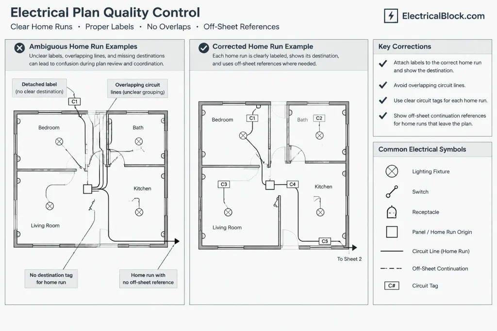 Electrical Home Run Symbols in CAD: Arrows, Circuit Data, and Drawing Clarity electrical CAD illustration