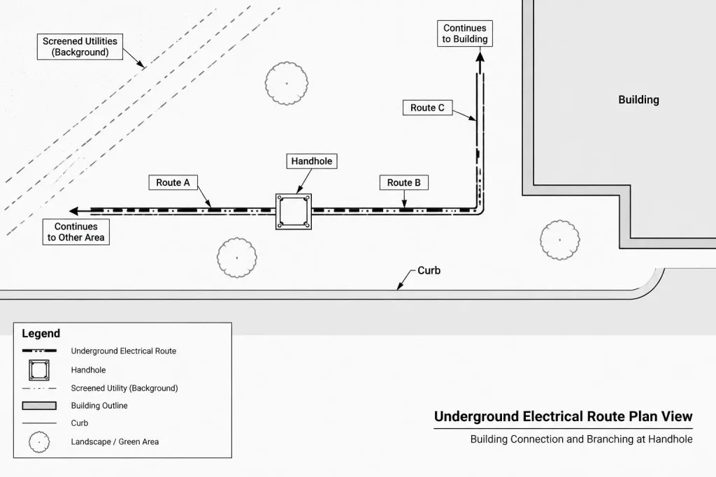 Electrical Manhole and Handhole Drawings in CAD: Plans, Sections, and Cable Routing electrical CAD illustration