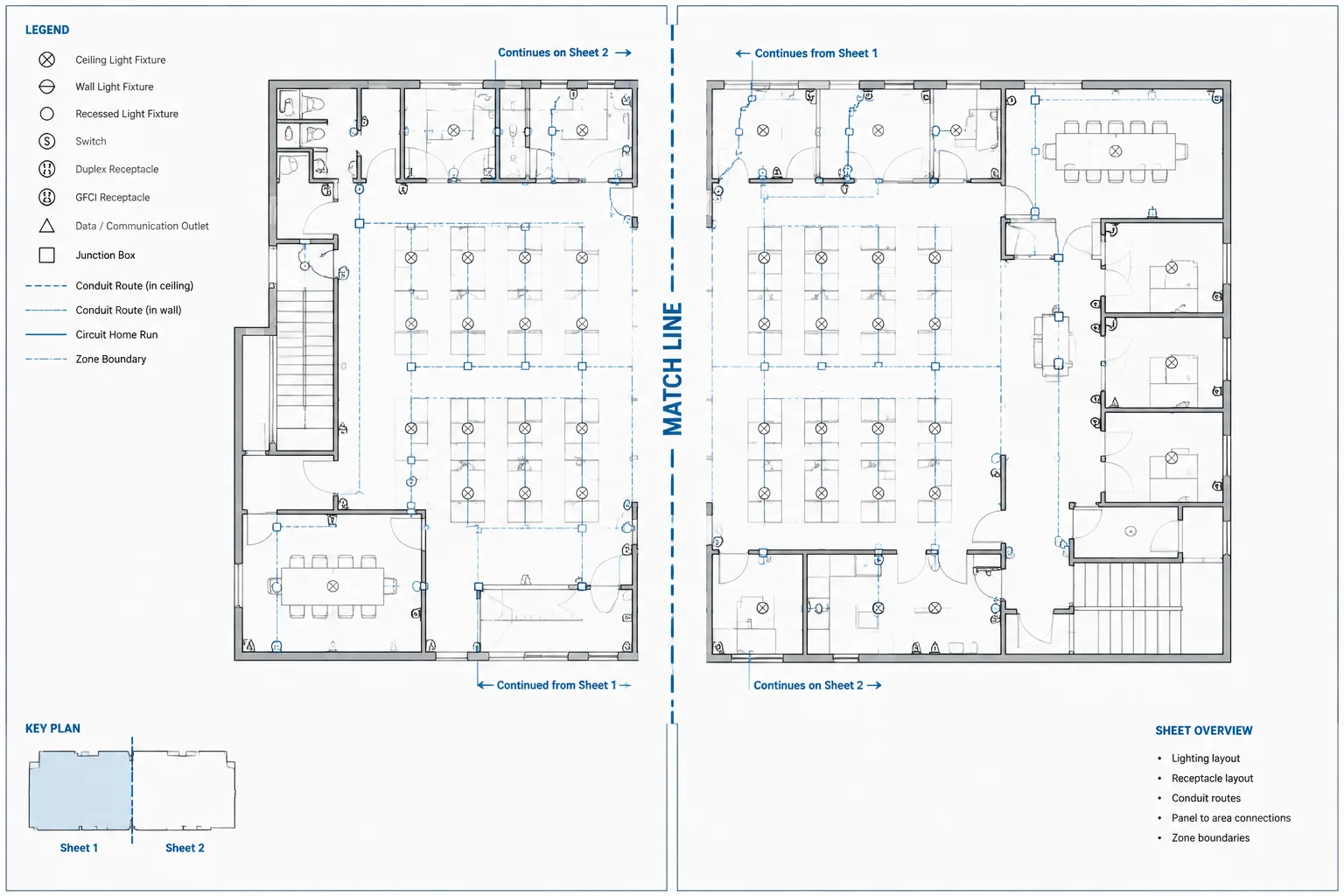 Electrical Match Lines in CAD: Splitting Large Plans Across Multiple Sheets