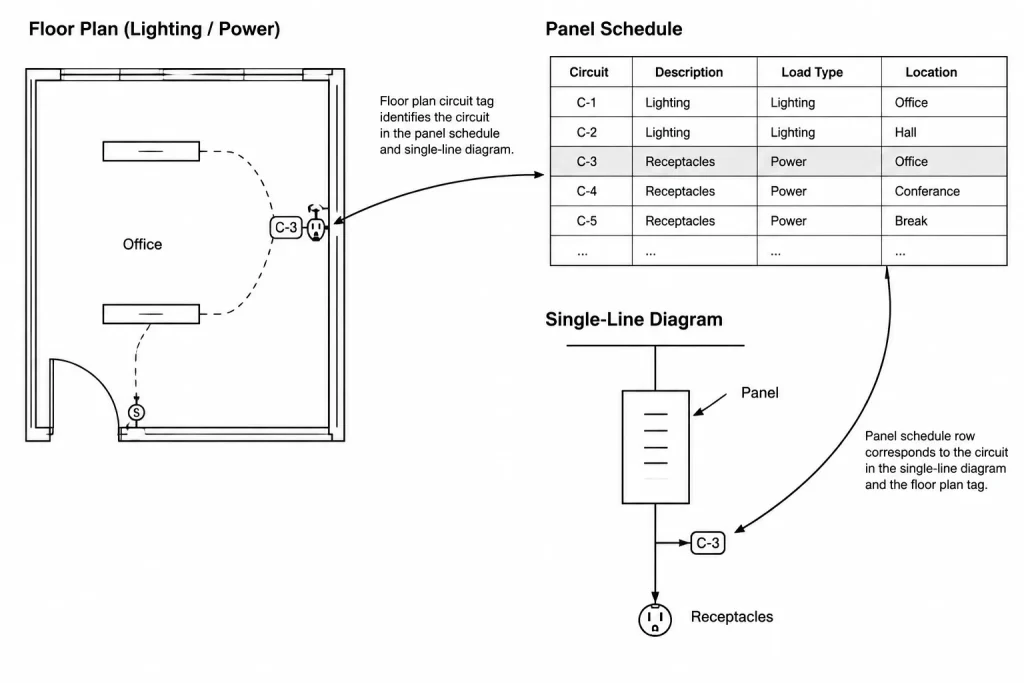 Electrical Panel Schedule Coordination in CAD: From Circuit Tags to Issue Review electrical CAD illustration