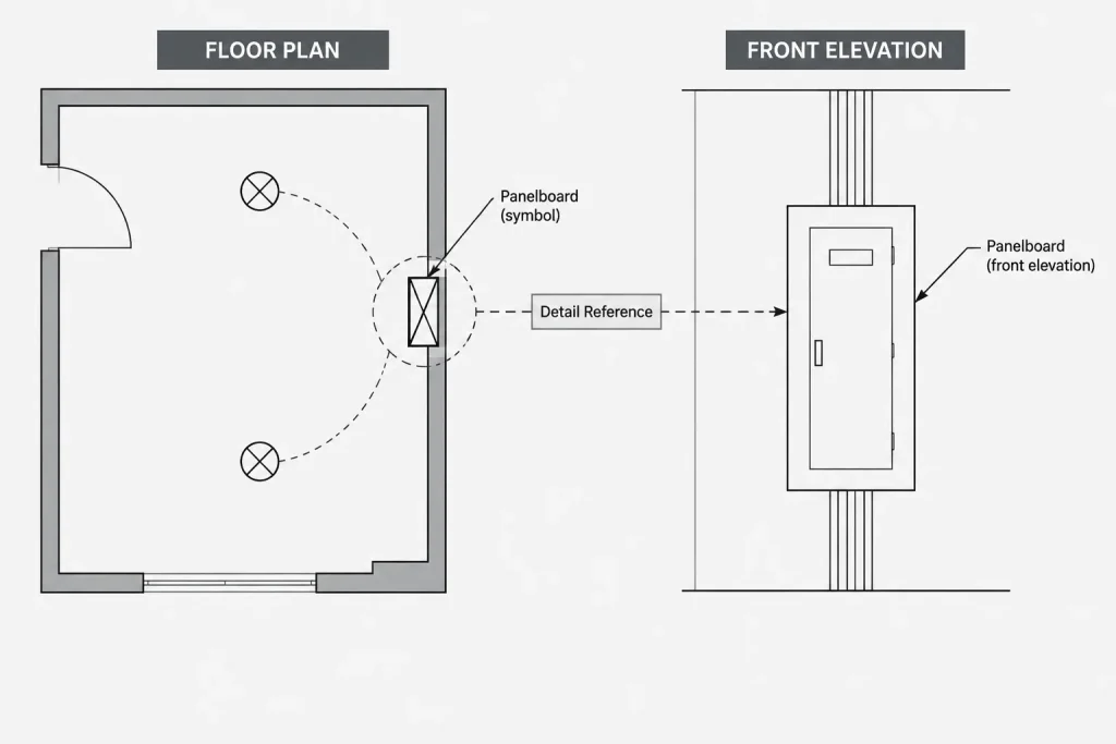 Electrical Panelboard Elevations in CAD: Coordinating Cabinets, Circuits, and Wall Conditions electrical CAD illustration