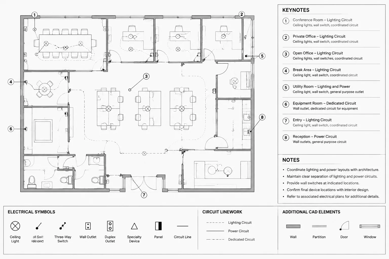 Electrical Plan Keynotes in CAD: Numbering, Placement, and Issue Coordination
