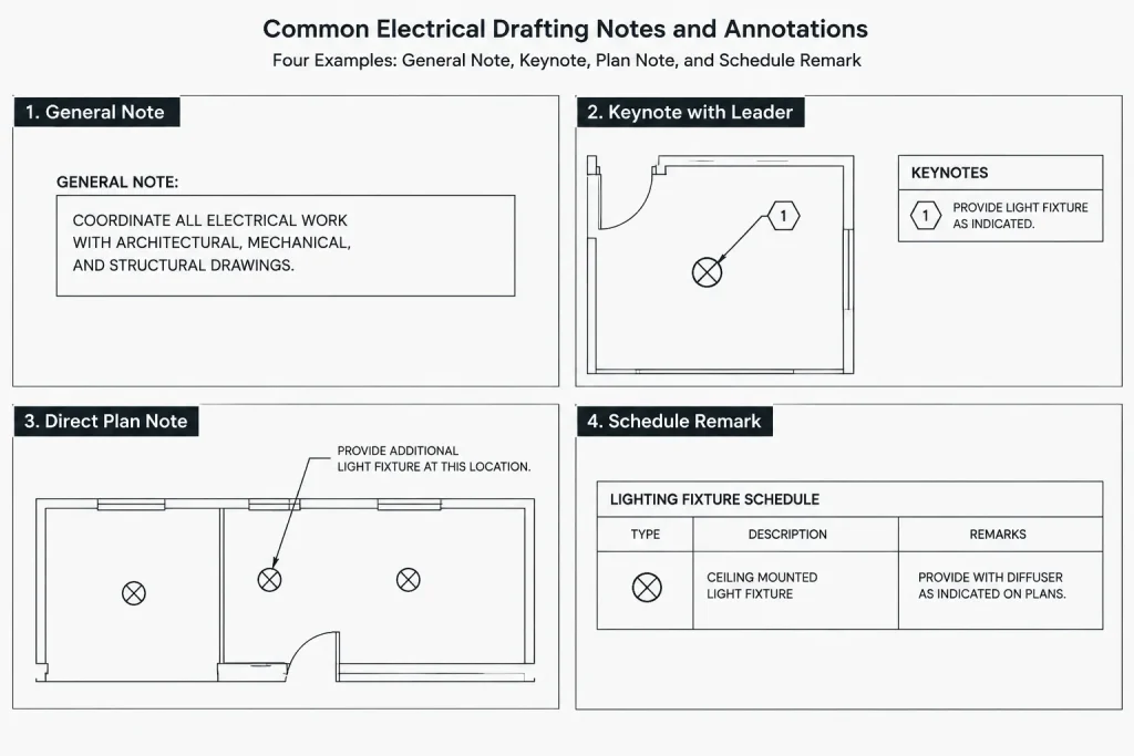 Electrical Plan Keynotes in CAD: Numbering, Placement, and Issue Coordination electrical CAD illustration