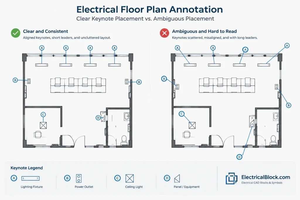 Electrical Plan Keynotes in CAD: Numbering, Placement, and Issue Coordination electrical CAD illustration
