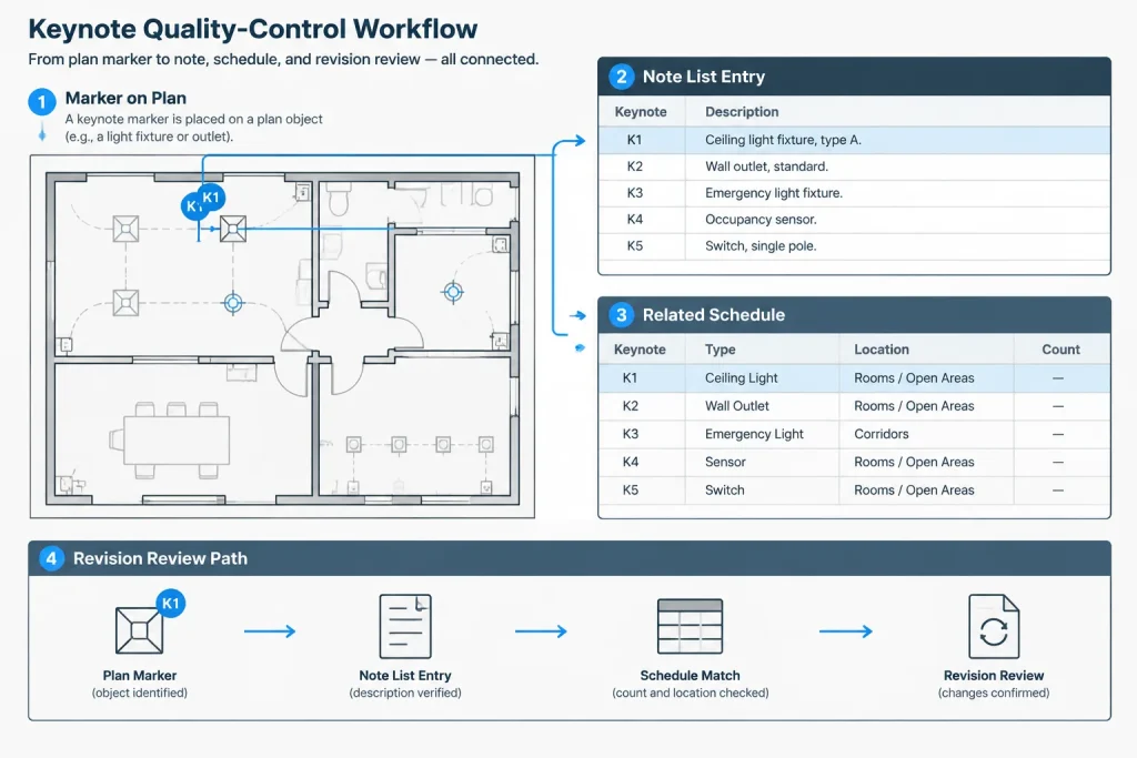 Electrical Plan Keynotes in CAD: Numbering, Placement, and Issue Coordination electrical CAD illustration