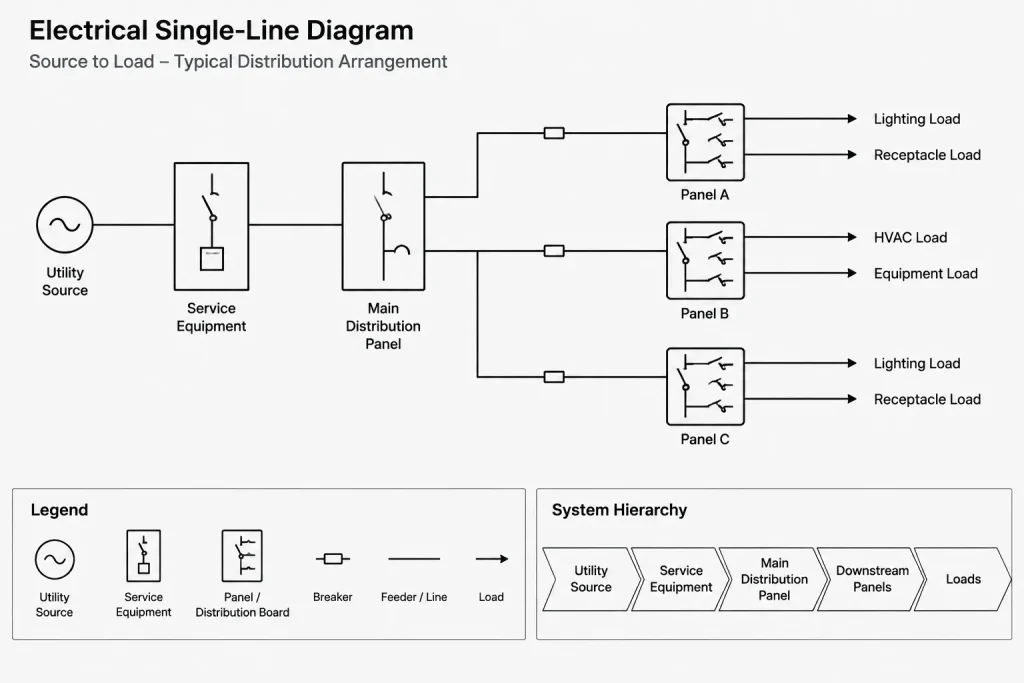 Electrical Riser Diagrams vs. Single-Line Diagrams: What Each Drawing Should Show electrical CAD illustration