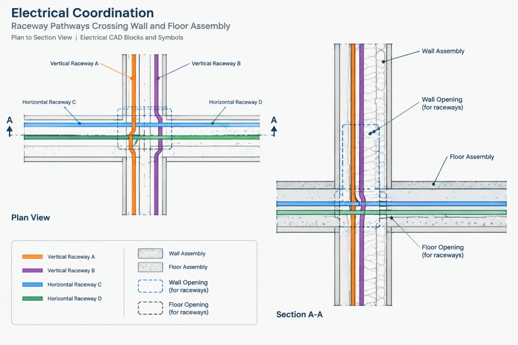 Electrical Sleeves and Penetrations in CAD: Coordinating Openings, Routes, and Details electrical CAD illustration