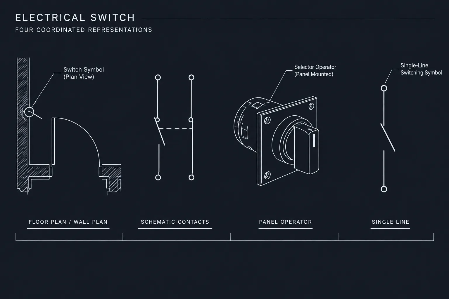 Electrical Switch Symbols in CAD: Plan, Schematic, and Control Drawing Differences
