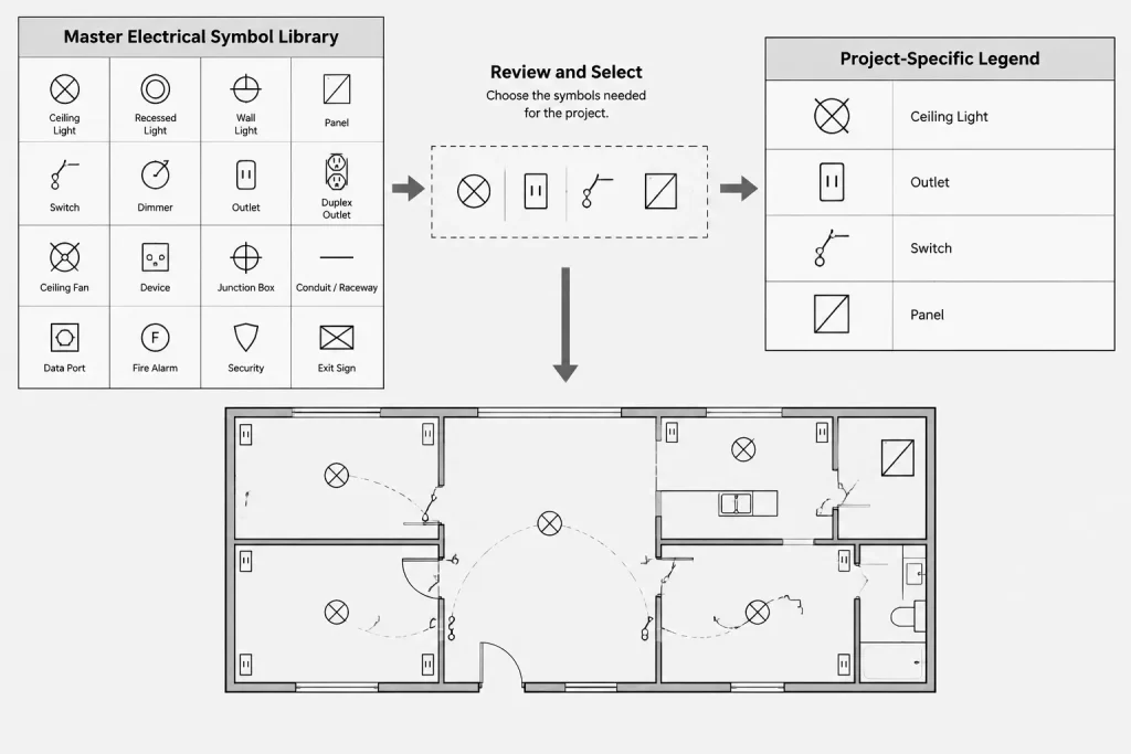 Electrical Symbol Legends in CAD: Building a Reliable Drawing Key electrical CAD illustration