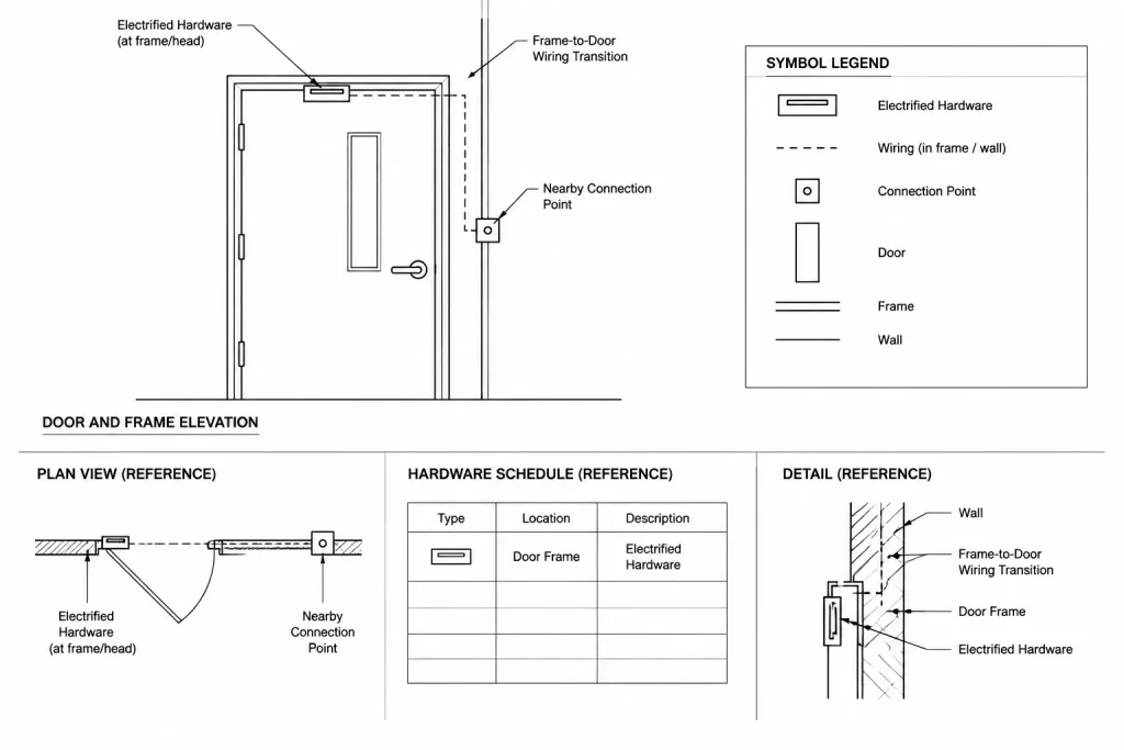 Electrified Door Hardware Drawings in CAD: Coordinating Power, Controls, and Door References electrical CAD illustration