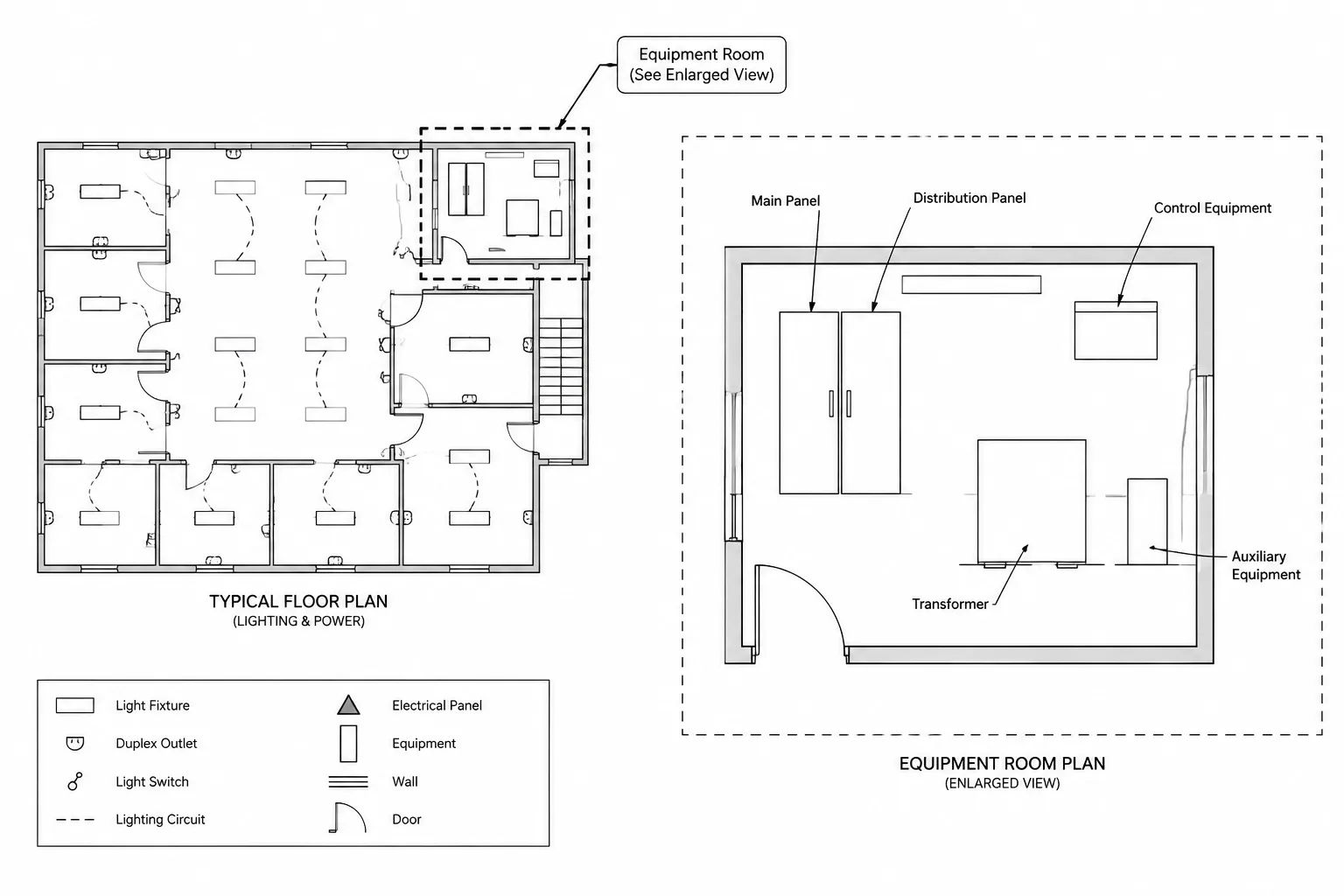 Enlarged Electrical Plans in CAD: View Boundaries, Callouts, and Detail Coordination