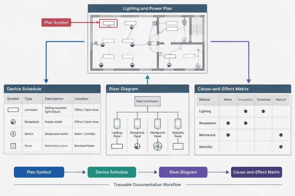 Fire Alarm Plans in CAD: Coordinating Devices, Pathways, Zones, and System Interfaces electrical CAD illustration