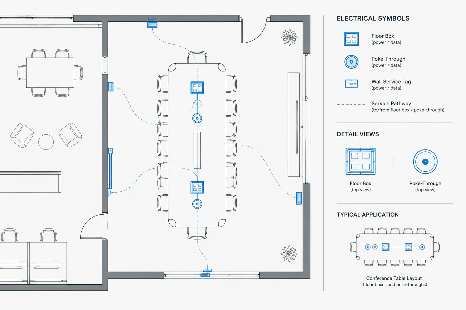 Floor Boxes and Poke-Through Devices in Electrical CAD: Coordinating Locations, Services, and Details