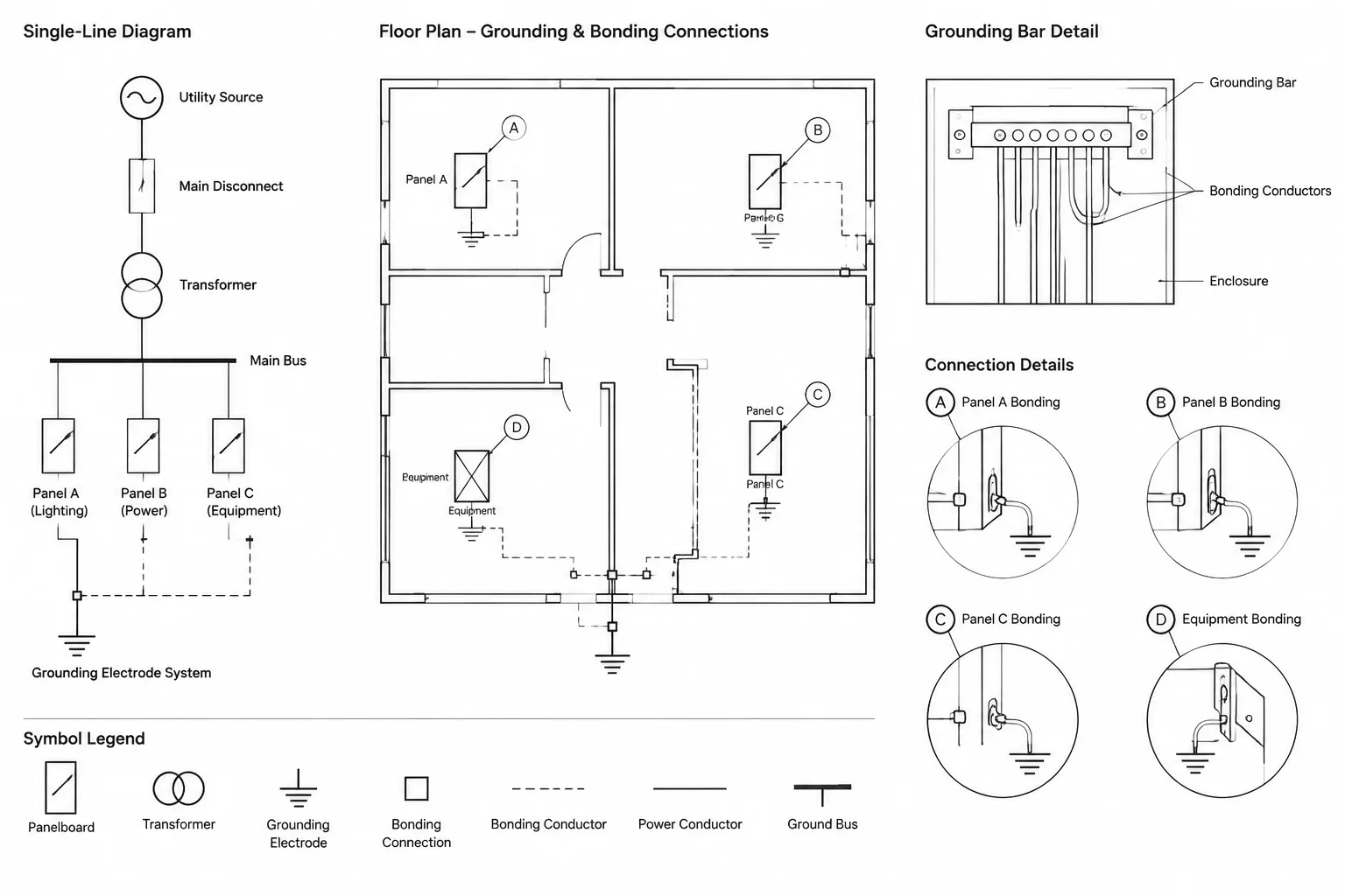 Grounding and Bonding Drawings in CAD: Coordinating Plans, One-Lines, and Details