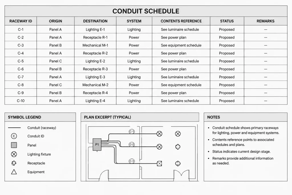 How to Build an Electrical Conduit Schedule in CAD electrical CAD illustration