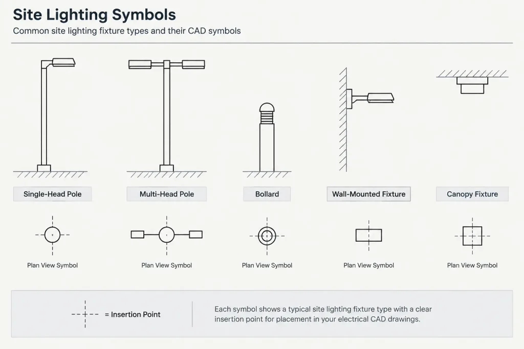 How to Draft Site Lighting Plans in CAD: Poles, Circuits, Controls, and Coordination electrical CAD illustration
