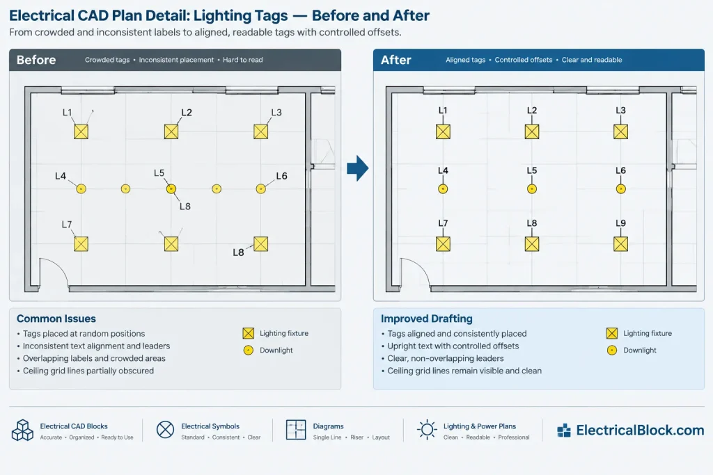 Lighting Fixture Tags in CAD: Coordinating Plans, Schedules, and Controls electrical CAD illustration