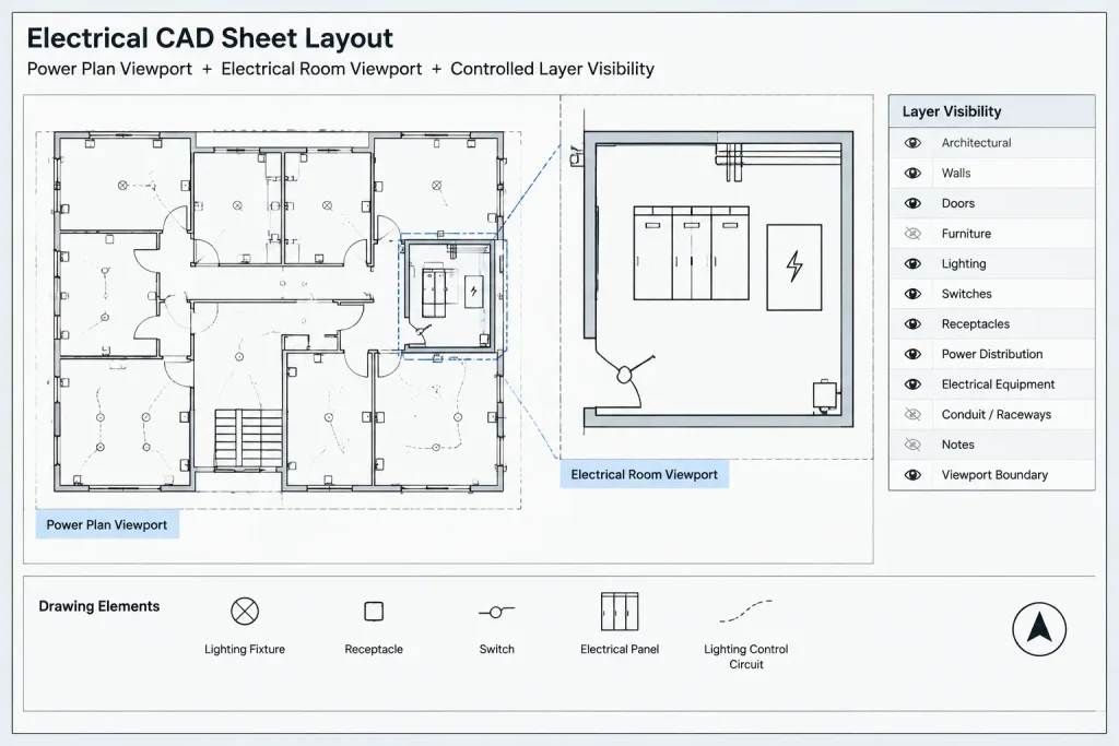 Model Space vs. Paper Space for Electrical CAD Drawings electrical CAD illustration