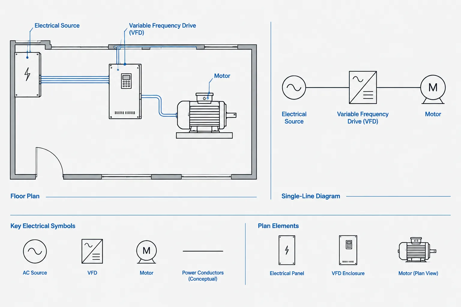 Motor and VFD Drawings in CAD: Coordinating Power, Controls, and Equipment