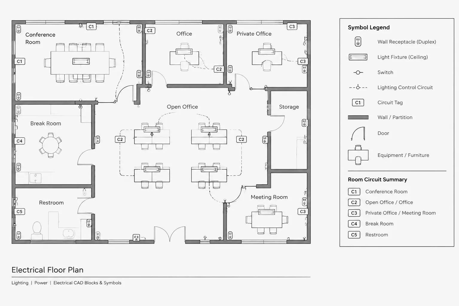 Receptacle Plans in CAD: Symbols, Circuiting, and Equipment Coordination