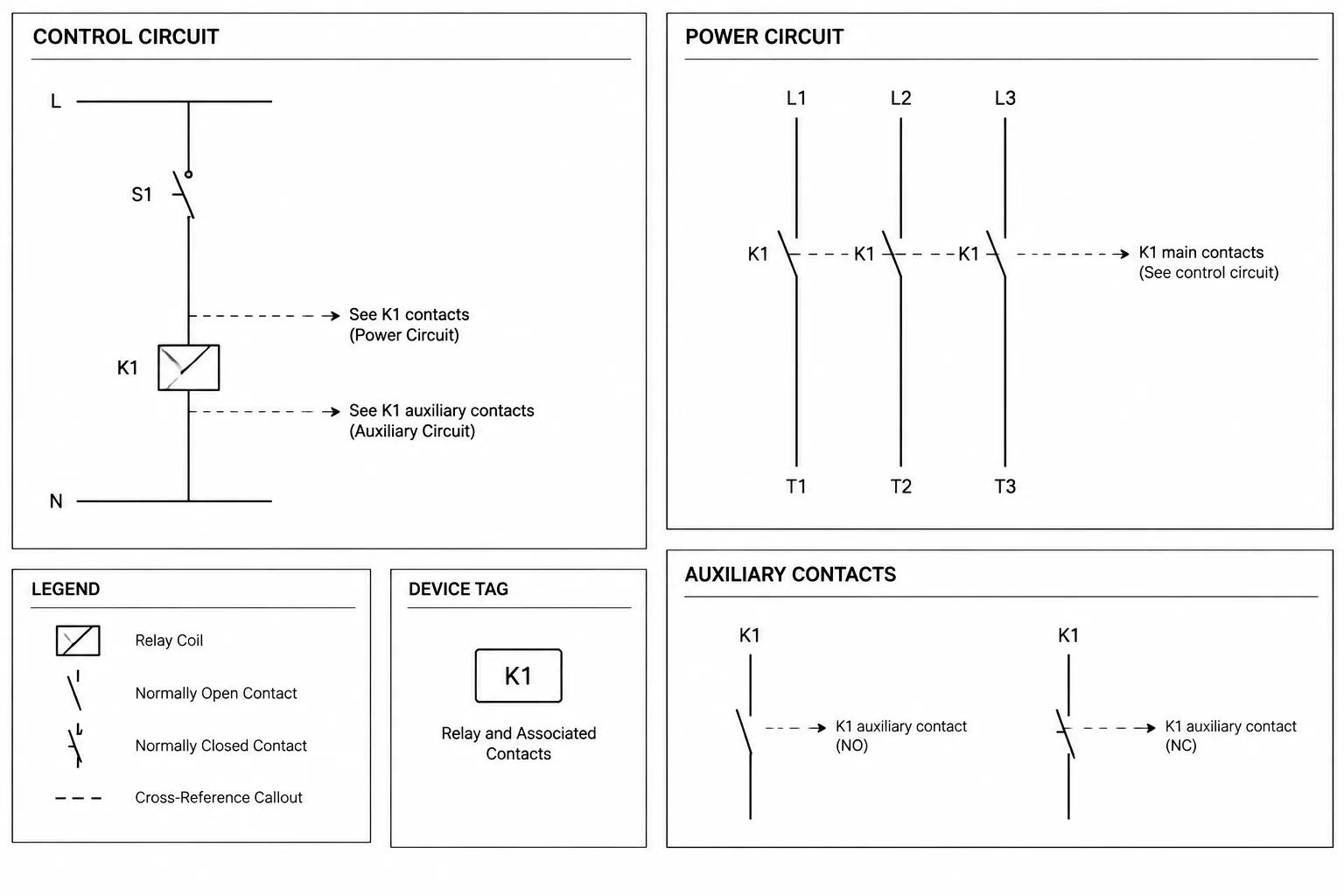 Relay and Contactor Cross-References in CAD: Coordinating Coils, Contacts, and Device Tags