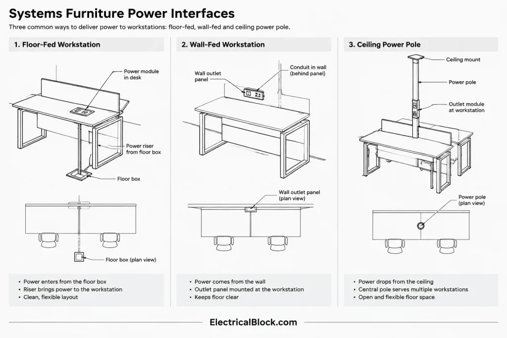 Systems Furniture Power Plans in CAD: Coordinating Feeds, Circuits, and Furniture Layouts electrical CAD illustration