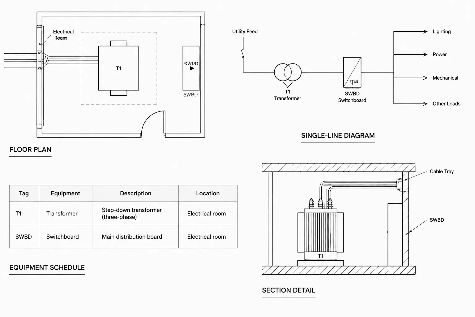 Transformer Drawings in CAD: Coordinating Plans, One-Lines, Schedules, and Details